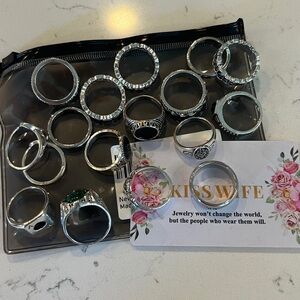 Silver Ring Set (17 rings) with Gemstone-New